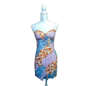 NWOT Rue21 Spaghetti Strap Patchwork Floral Lightweight Summer Dress Size Large